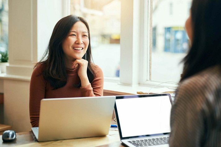 Woman computer cafe